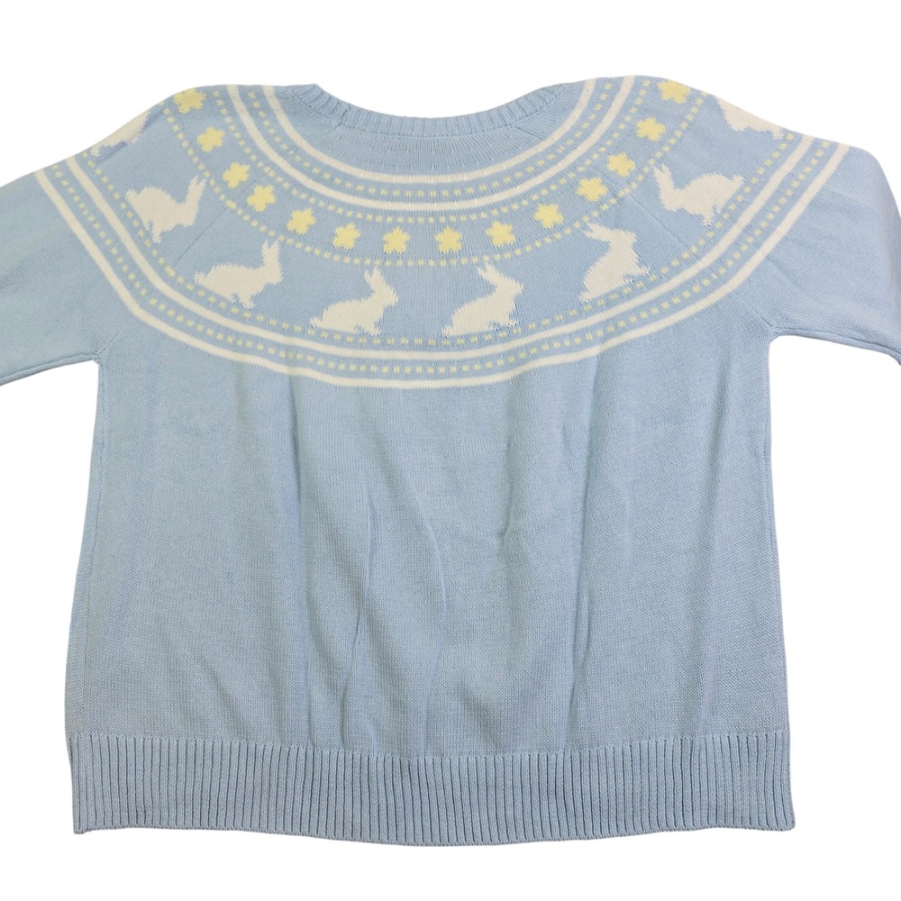 Vince Camuto Easter Sweater Womens XL Light Blue Rabbit Fair Isle Knit Bunny New - Picture 6 of 6